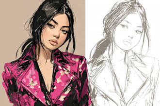 make digital fashion illustration or sketch