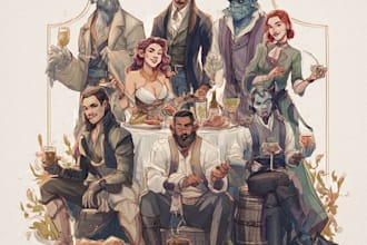 do dnd group party illustration