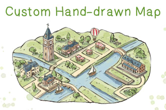 create custom hand drawn map in watercolor style