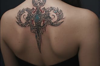 create a professional tribal tattoo design in unique style