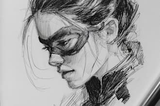 create a superhero realistic portrait sketch