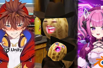 design 3d ar vtuber burnt peanut avatar, face tracking, vtuber model, ar filter