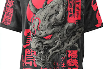 create a custom japanese t shirt illustration