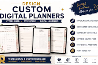 design digital planner hyperlinked planner etsy digital product digital journal