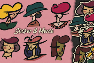 draw custom cute stickers designs