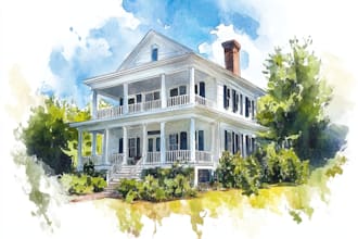 draw a watercolor house painting