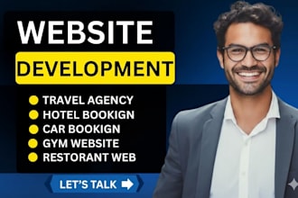 build fitness gym hotel booking,  travel website restaurant, car booking website