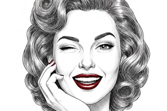 create elegant female line art portraits