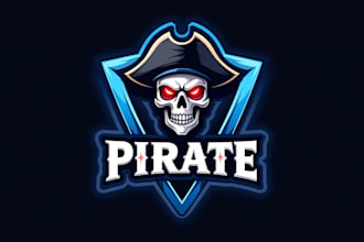 make an amazing skull pirate logo with express delivery