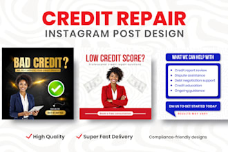 design credit repair social media post, instagram post, finance business post