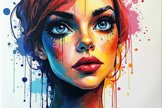 paint expressive colorful abstract portraits