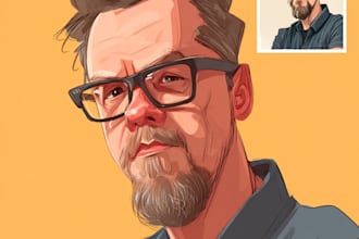 draw a digital caricature cartoon from a photo