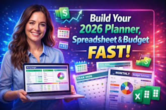 create automated 2026 excel budget planner, calendar, csv dashboard spreadsheet