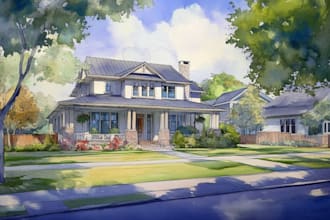 draw a watercolor house painting