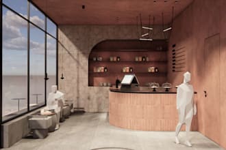 design and create 3d renders for your cafe