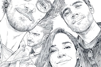 make you a lineart portrait of your friends and family