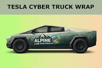 do tesla cybertruck wrap design, vehicle wrap design, truck or box trailer wrap
