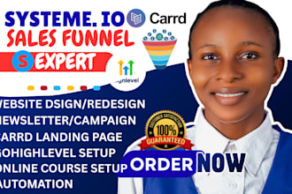 do systeme io sales funnel, carrd landing page setup ghl, online course
