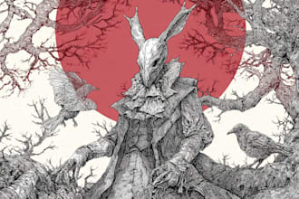 draw horror and gothic line art illustrations