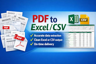 convert PDF files and invoices into excel or CSV