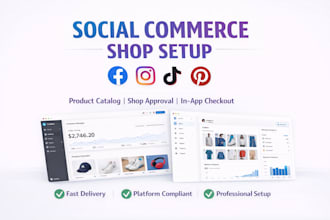setup facebook instagram tiktok pinterest shop manage social commerce shop