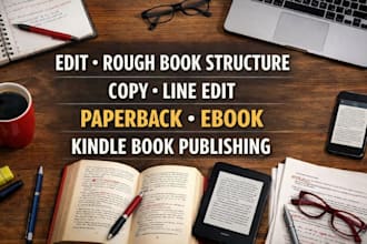 edit rough book structure copy line edit paperback kindle ebook self publishing