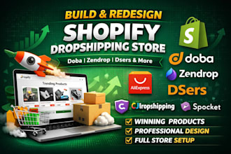 build shopify dropshipping store via doba zendrop dsers website design redesign