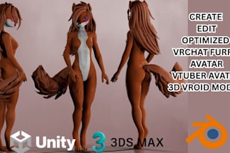3d vrchat avatar,3d rig avatar,furry avatar,3d anime vtuber modelfor quest or PC
