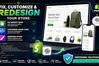 fix shopify bugs customize liquid code and redesign shopify squarespace store