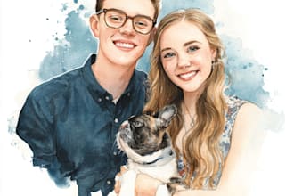 custom watercolor family portrait from photo