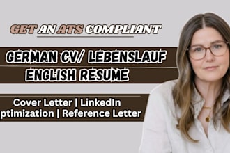 design ats compliant english or german  CV lebenslauf, cover letter and linkedin