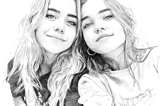 design an awesome portrait illustration, friendship portrait