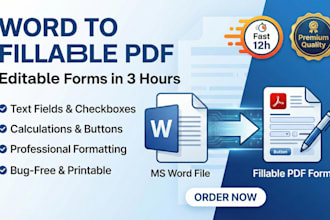 convert ms word to editable fillable PDF form using acrobat in 3 hours