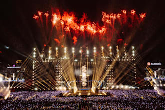 model and render 3d stages, event setup, VR setup, carnival, concert, backdrop