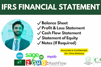 prepare financial statement, balance sheet and cashflow statement as per ifrs