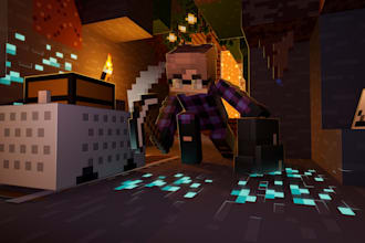 make mojang style minecraft render or keyart for you