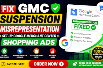 fix gmc suspension misrepresentation, set up google merchant center ads