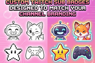 custom twitch sub badges cute vtuber animated chibi cartoon sub badges icon