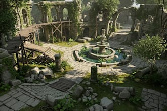 cerate 3d game environment design, unity unreal, 3d level design