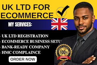 register a UK ltd company for ecommerce sellers with bank ready setup