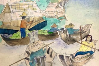create a beautiful poster and water color painting or landscape