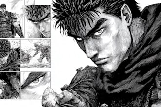 manga page custom dark berserk style art in high quality