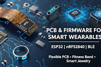 pcb design and firmware for smart wearables, glass, jewelry esp32, nrf52840
