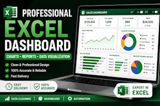 create  a professional excel dashboard, with charts