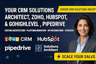 be your CRM solutions architect for zoho, hubspot,  pipedrive and gohighlevel