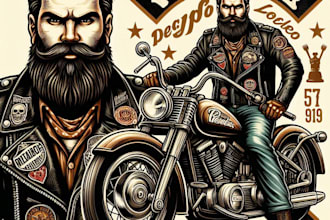 design high quality biker mascot logo with t shirt design