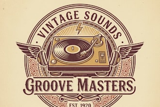 design a vintage dj logo with classic retro music vibe