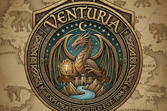 design a vintage fantasy logo with classic magical charm