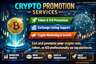 list and promote your crypto coin token or ico professionally on top platforms