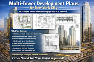 deliver pe stamped multi tower development plans approval